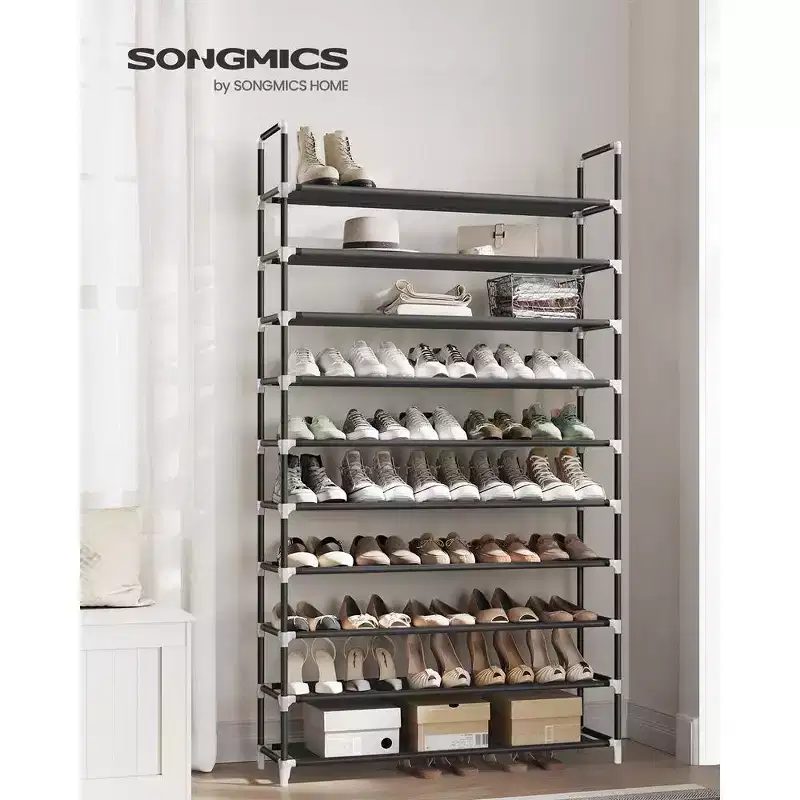 Shoe Rack with Shelves for Closet Entryway Shoe Organizer,Easy to Assemble Metal Shoe Storage Shelf,Black