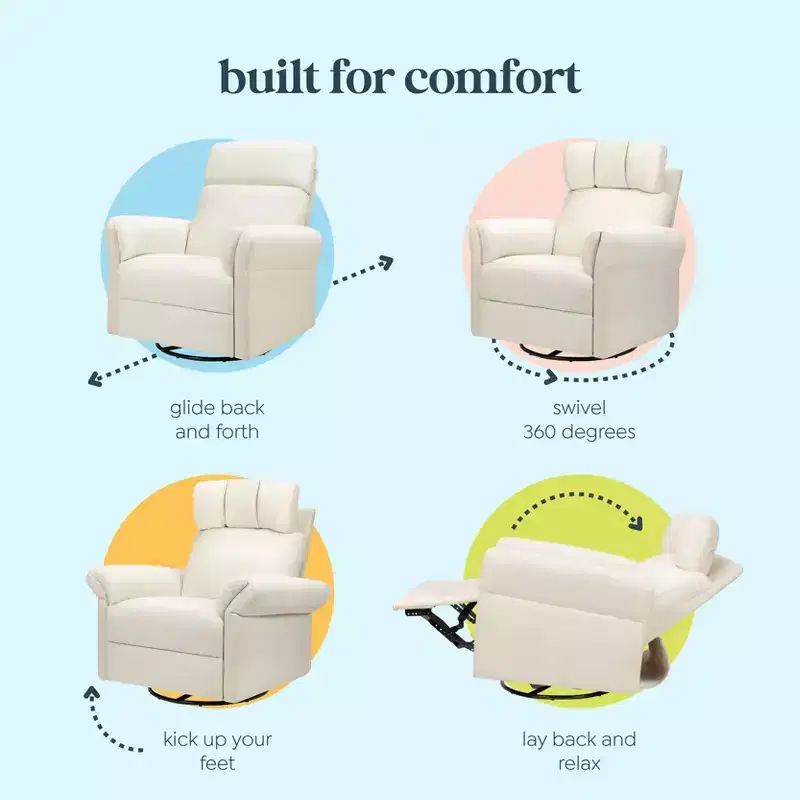 Recliner and Swivel Glider with Adjustable Headrest and Armrests