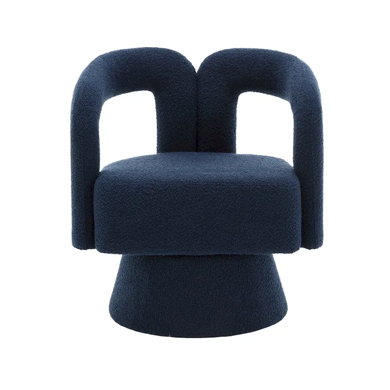 HOMEFUN Boucle Upholstered 360 Degree Swivel Cuddle Barrel Accent Chairs