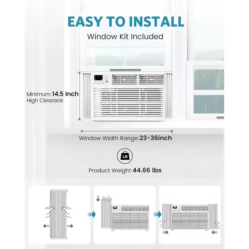 ZAFRO 8,000 BTU Window Air Conditioner Cools up to 350 Sq. ft, Ultra Quiet Window AC Unit with Remote Control