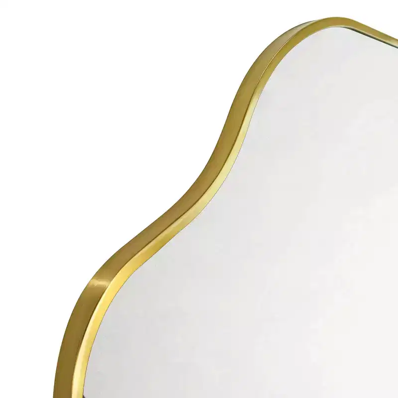 Ellara Gold Asymmetrical Full Length Mirror Irregular Curved Gold Frame 65'' H x 35'' Large Hanging Full Body Gold Mirror for Bedroom, Living Room