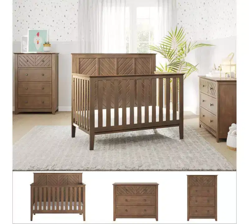Child Craft Atwood Crib, Dresser and Chest Nursery Set, 3-Piece, Includes 4-in-1 Convertible Crib, Dresser and Chest