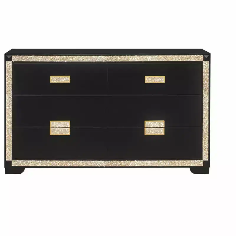 20.25 in H Chip Board Horizontal Dresser with 4 Drawers in Black