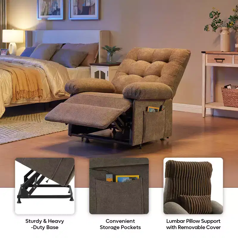 Bestier Power Lift Recliner Chair for Elderly,Adjustable Angle Electric Recliner With Triple Motor,Side Pocket&Soft Recliner for Living Room & Bedroom