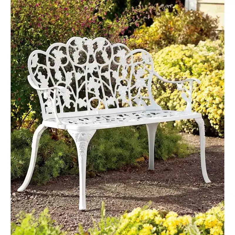 Grapevine Garden Bench in Powder-Coated Aluminum - 41.75 W x 20.75 D x 33.5 H Black