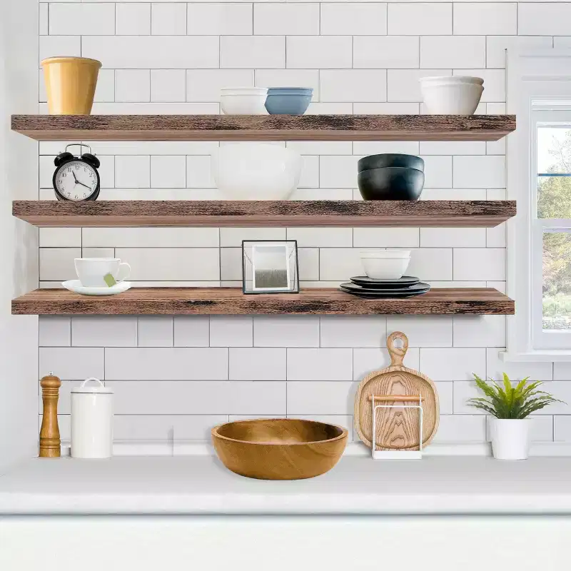 3 Pack 55 Inch Wall Mounted Floating Shelves – for Bathroom, Bedroom, Kitchen, Living Room, Book Storage