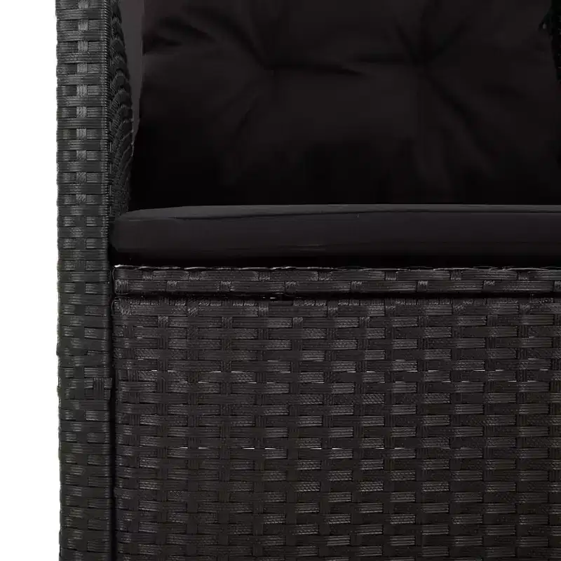 Garden Bench Black PE rattan 2 Seater Garden Bench Rectangular