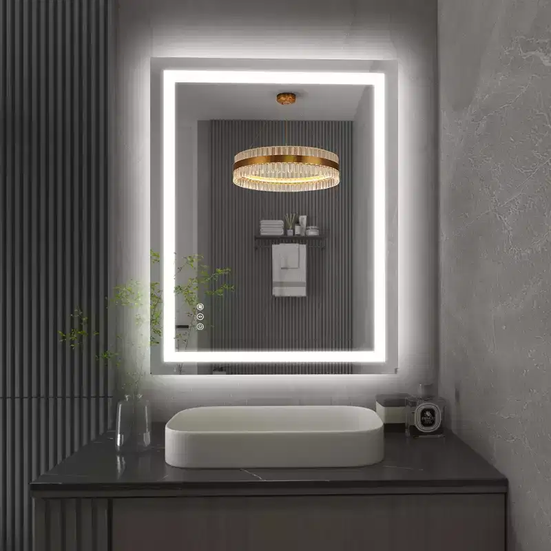 SUMERAIN 28x36 Wall Tempered Glass Bathroom Mirror, Anti-Fog ETL Led Vanity Mirror, 3 Color Modes