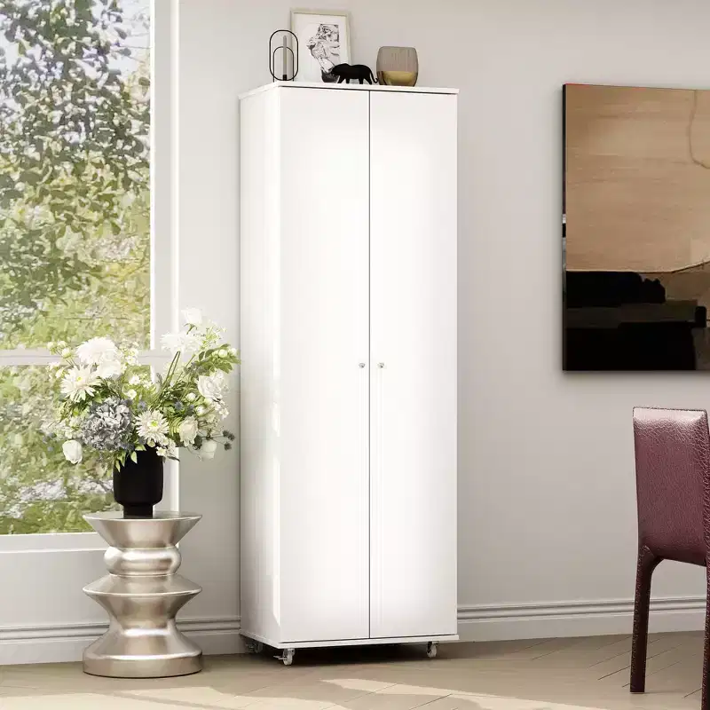 Double Door Vertical Shoe Cabinet with 8 Shelves, Storage Cabinet