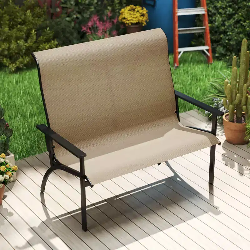 Costway 2-Person Patio Garden Bench with High Back and Armrests 880 lbs Weight Capacity