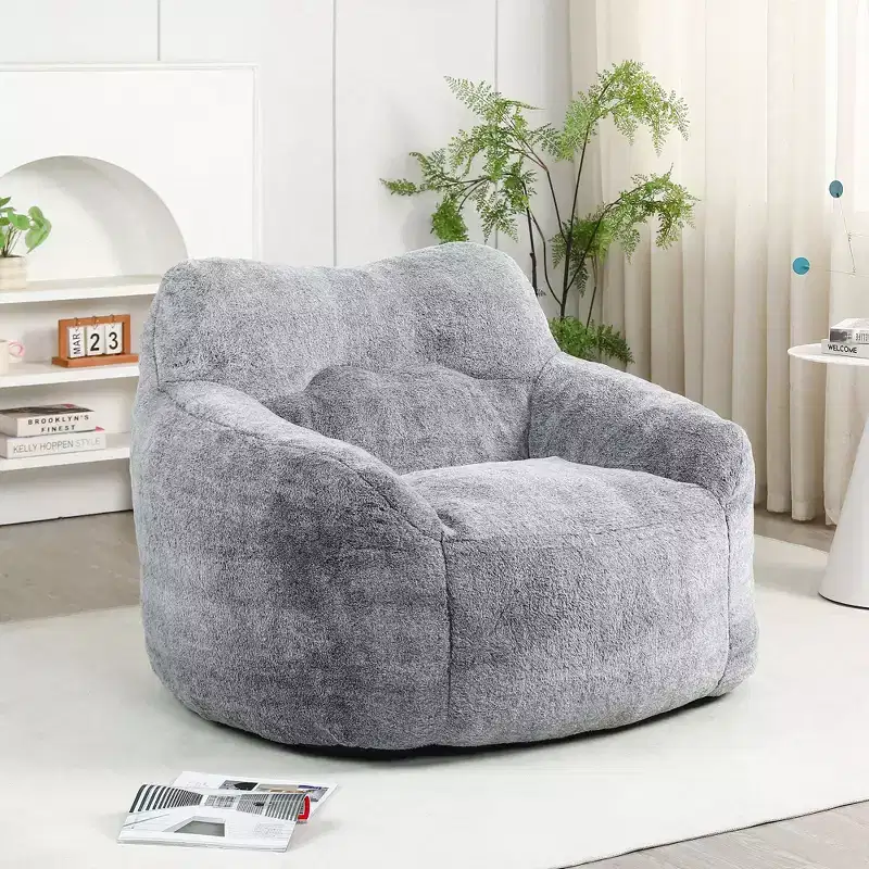 Bean Bag Chair with Armrests, Stuffed High-Density Foam. Lazy Sofa for Adults in Living Room, Bedroom Reading
