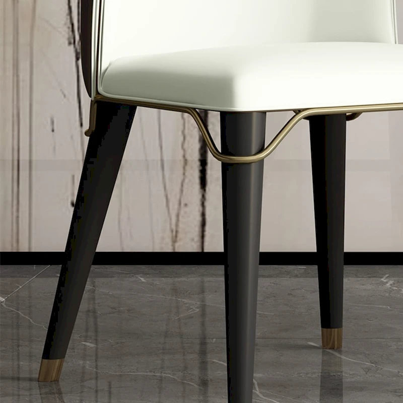 Modern Dining Chair Wingback Side Chair PU Leather Upholstery, Carbon Steel Legs, Brown, Set of 2, Fully Assemble