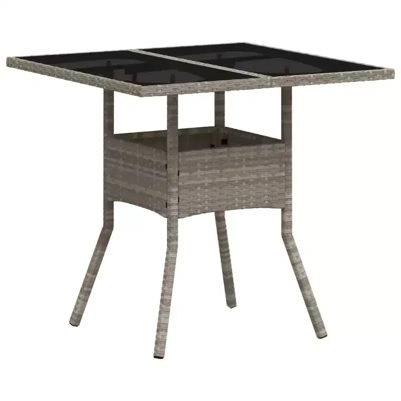 vidaXL Garden Table Light Grey PE Rattan Medium UV-resistant materials