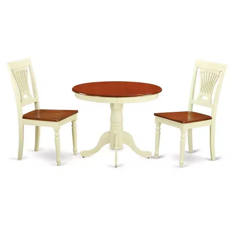 HomeStock Kitchen Nook Dining Set Round Table with 2 Chairs Modern Style