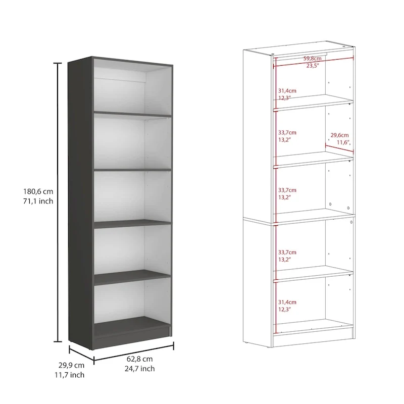 74 Wide 5-Shelf Option B Bookcase Set of 3