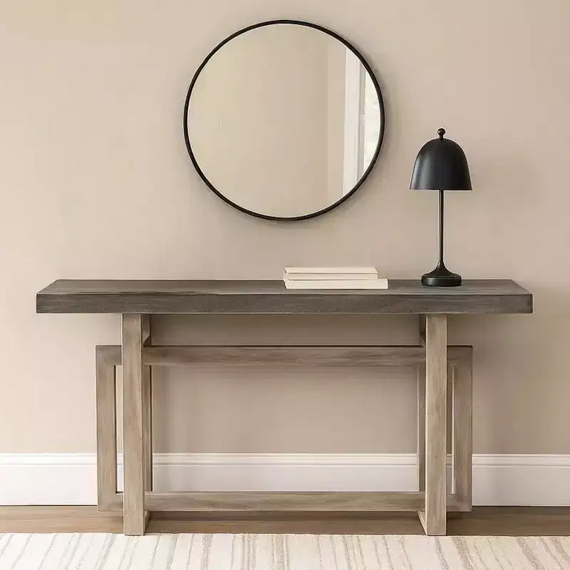 59 Inch Artisan Sideboard Console Table with Geometric Interlocked Base