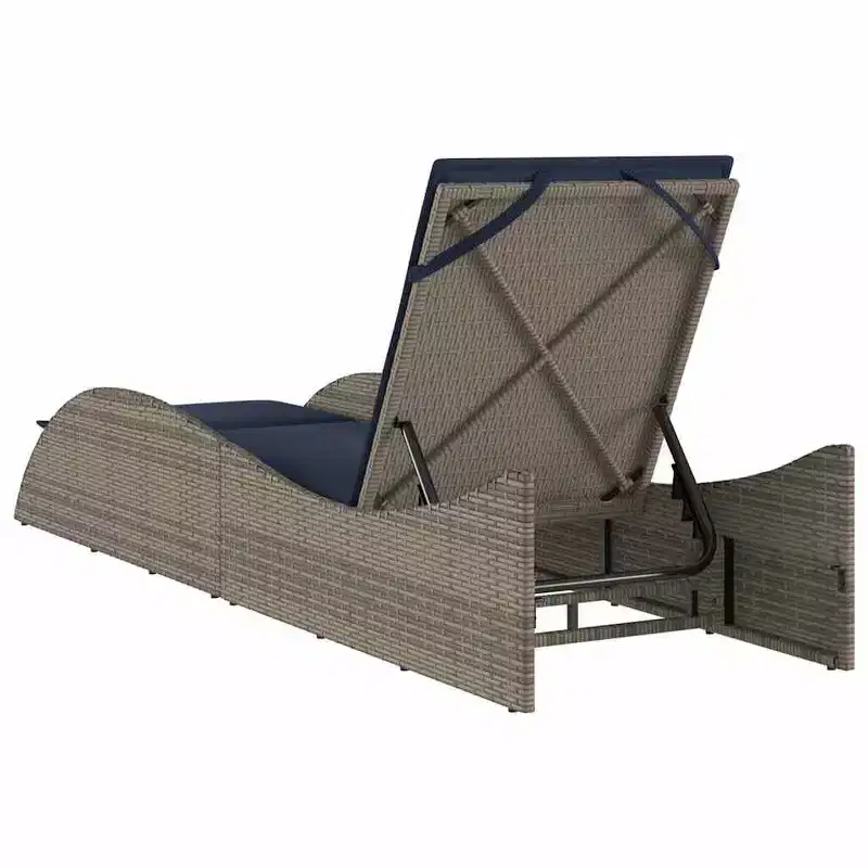 vidaXL Sun Lounger with Cushion 23.6x80.7x28.7 Poly Rattan