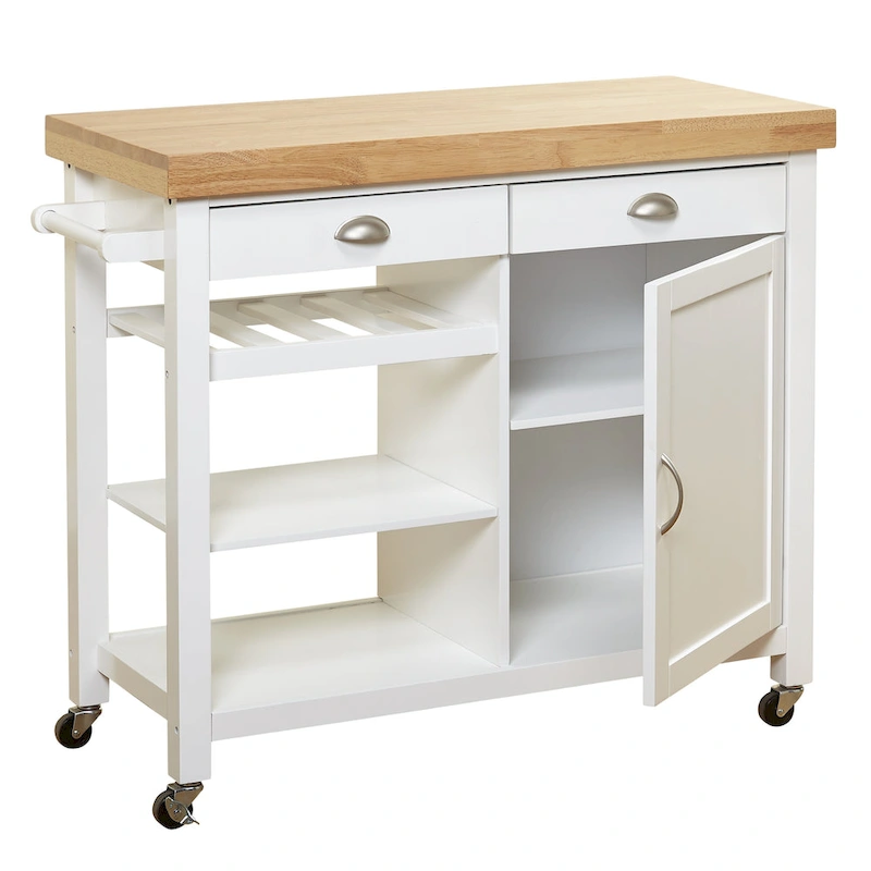 Simple Living Martha Rolling Rubberwood Kitchen Cart