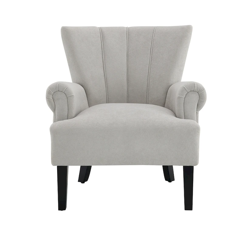 Grey Modern 29 Upholstered Arm Chair with High-Density Foam and Channel Back