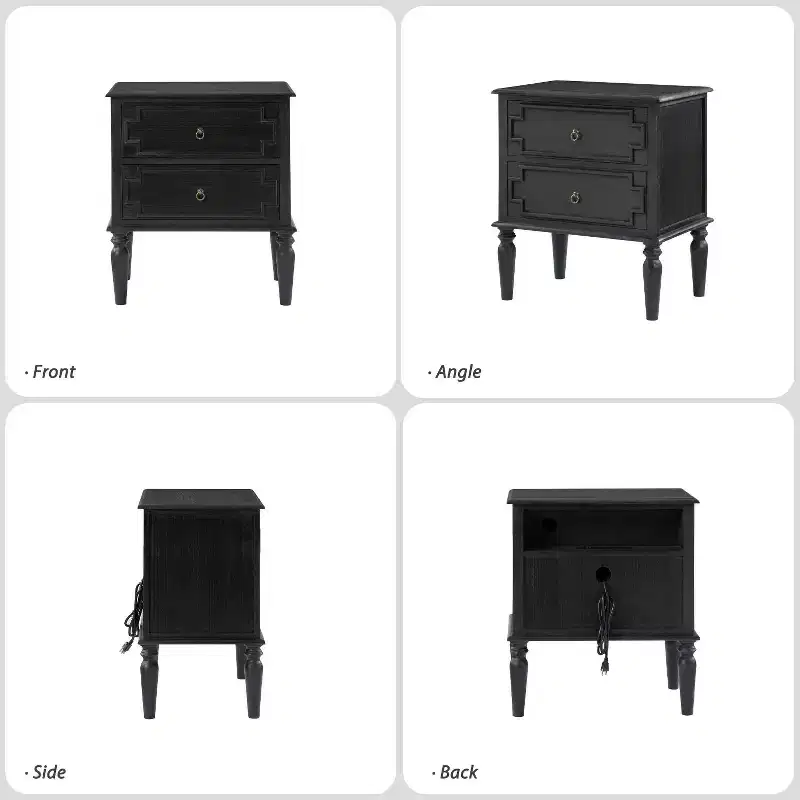 Tikal 28 Tall 2-Drawer End Table Set of 2 | HULALA HOME-WALNUT