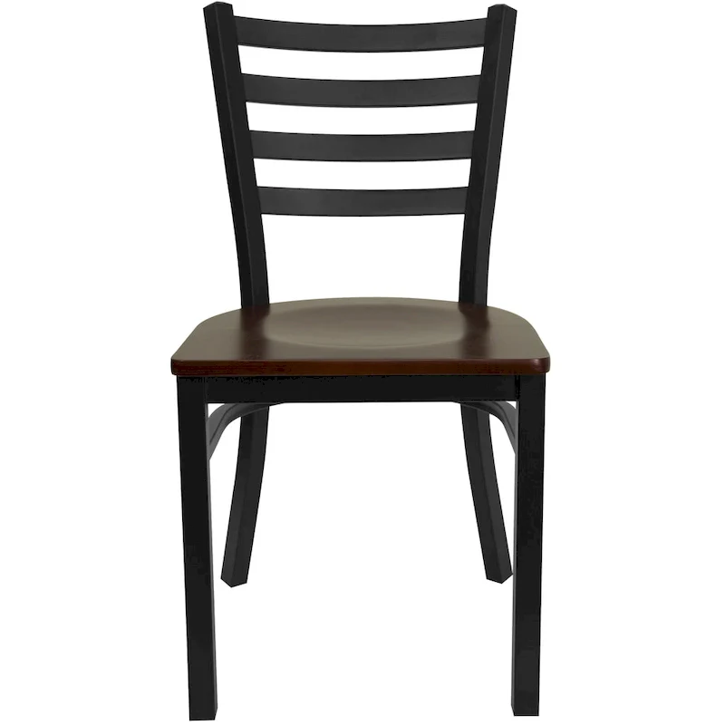 Ladder Back Metal Dining Chair with Wood Seat
