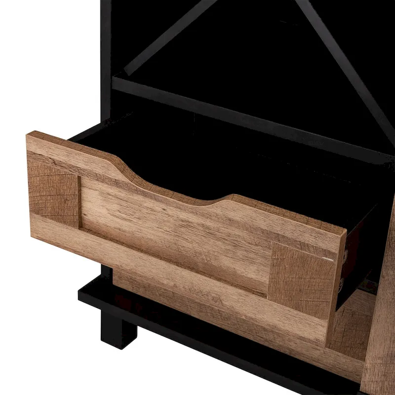 Glitzhome 32.25H Mid Centry Modern Industrial Bar Cabinet Buffet Sideboard