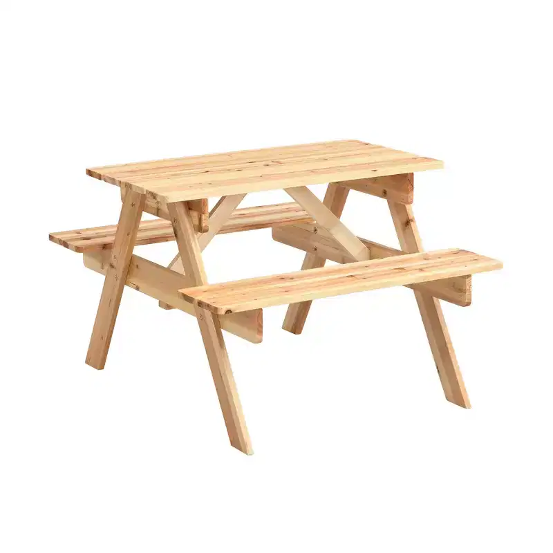 Whisen Children's Durable Solid Wood Table Chair Set, Easy-Clean Surface, Wonderful Gift for Kids - Natural