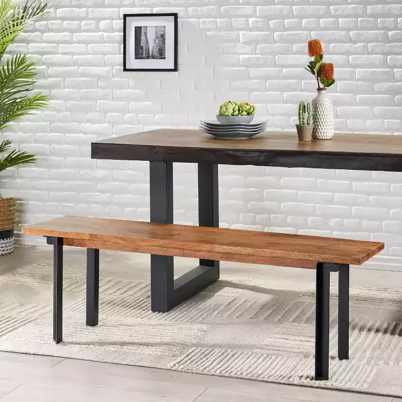 Outdoor Carlisle Benches, Black + Country Brown