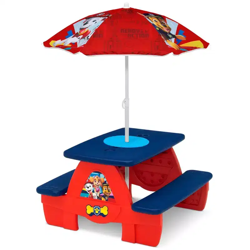 Delta Children PAW Patrol Kids Activity Picnic Table with Umbrella