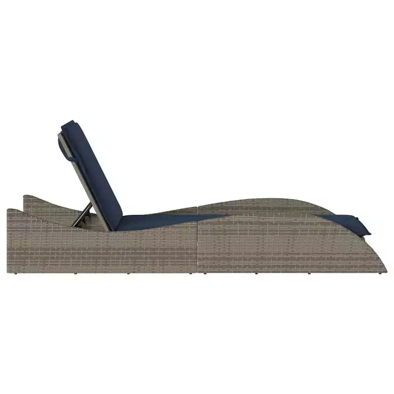 vidaXL Sun Lounger with Cushion 23.6x80.7x28.7 Poly Rattan