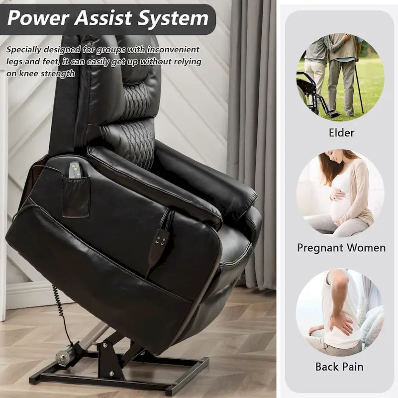 35.5W Dual Electric Power Lift Recliner,Massage&Heat,180 degrees