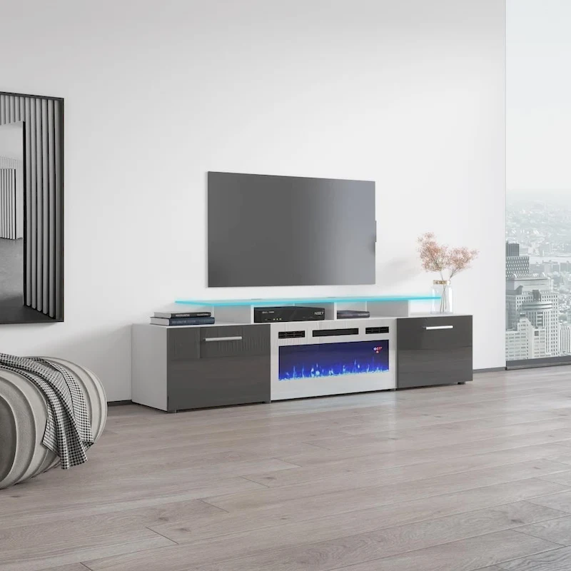 Rova WH-EF Electric Fireplace Modern 75 TV Stand