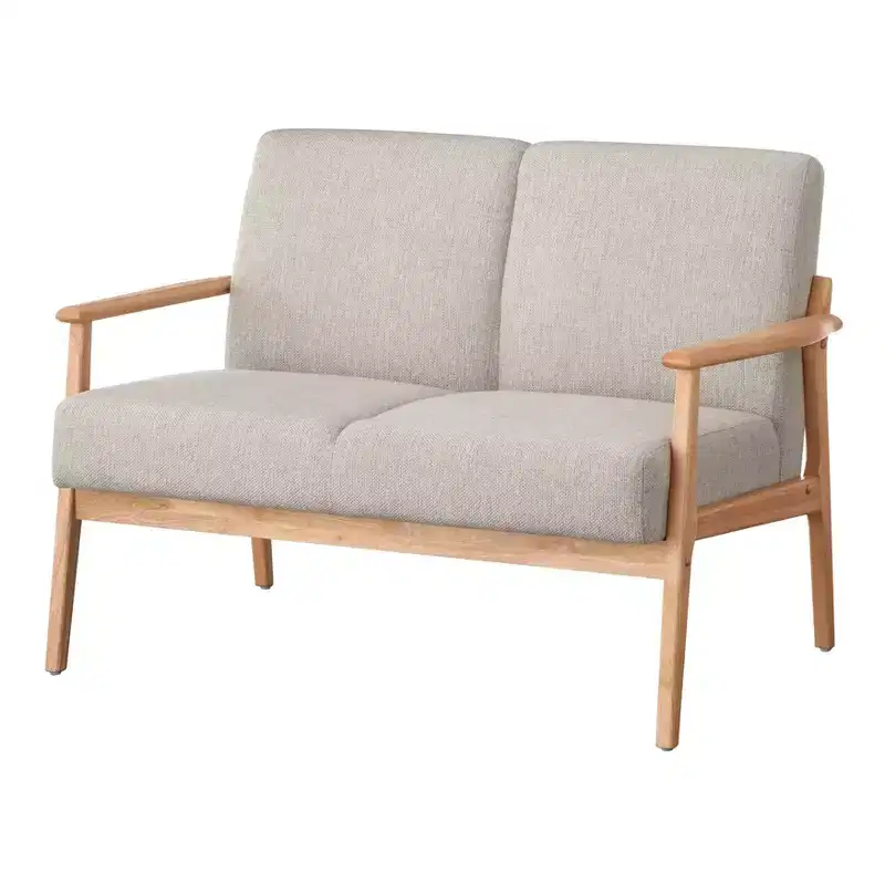Lifestorey Beaumont Upholstered Solid Wood Frame Loveseat Natural/Beige