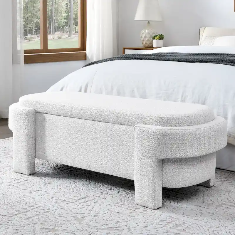 Linen Fabric Upholstered Bench with Large Storage Space for the Living Room, Entryway and Bedroom( 51.5x20.5x17 )