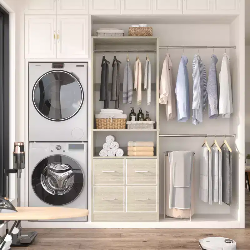 25 To 103 Closet System with Four Farbric Drawers