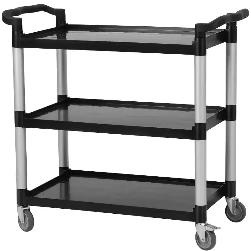GustoWave 3-Tier Commercial Multifunctional Service Cart with Wheels for Kitchen Bar Office