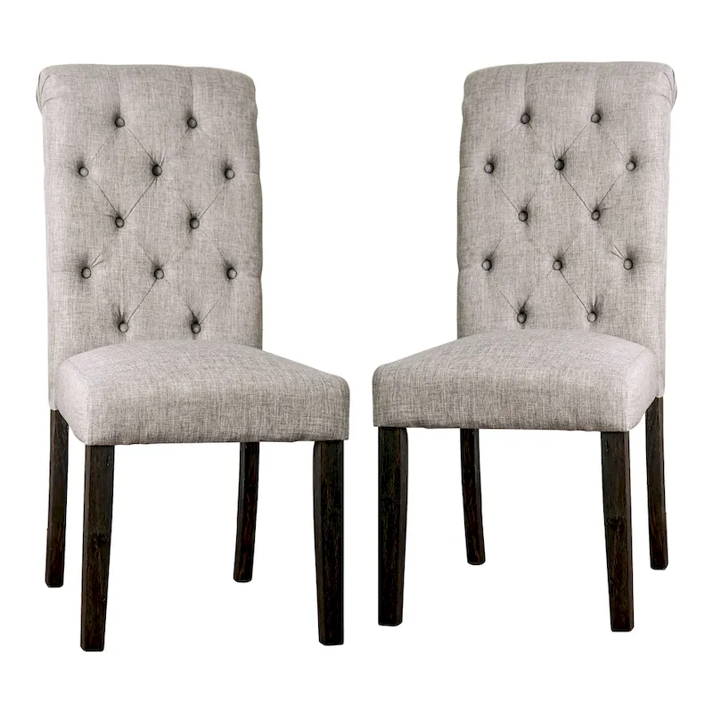 Brec Farmhouse Marble Top 5-Piece Round Dining Table Set with Tufted Chairs by Furniture of America