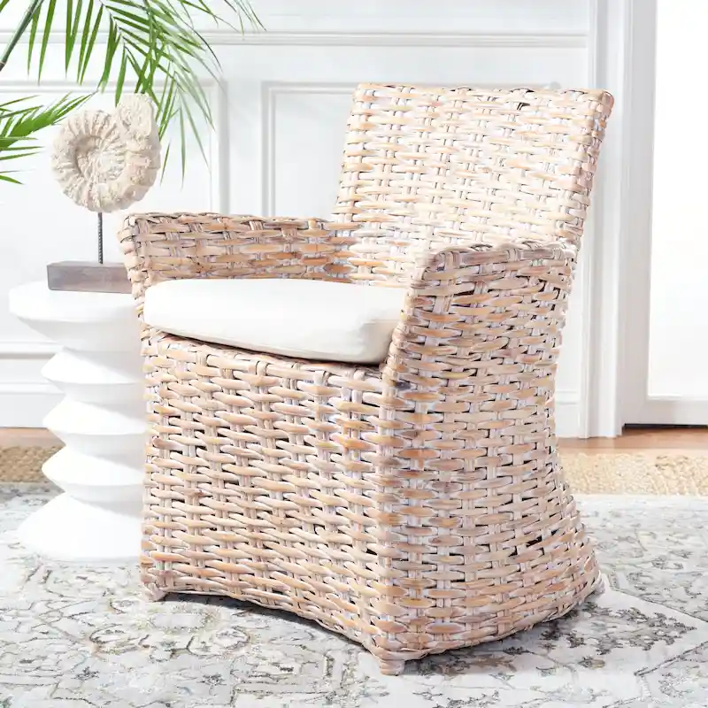 Wicker Washed Out Grey Arm Chair - 28 W x 24 D x 33 H - 28Wx24Dx33H