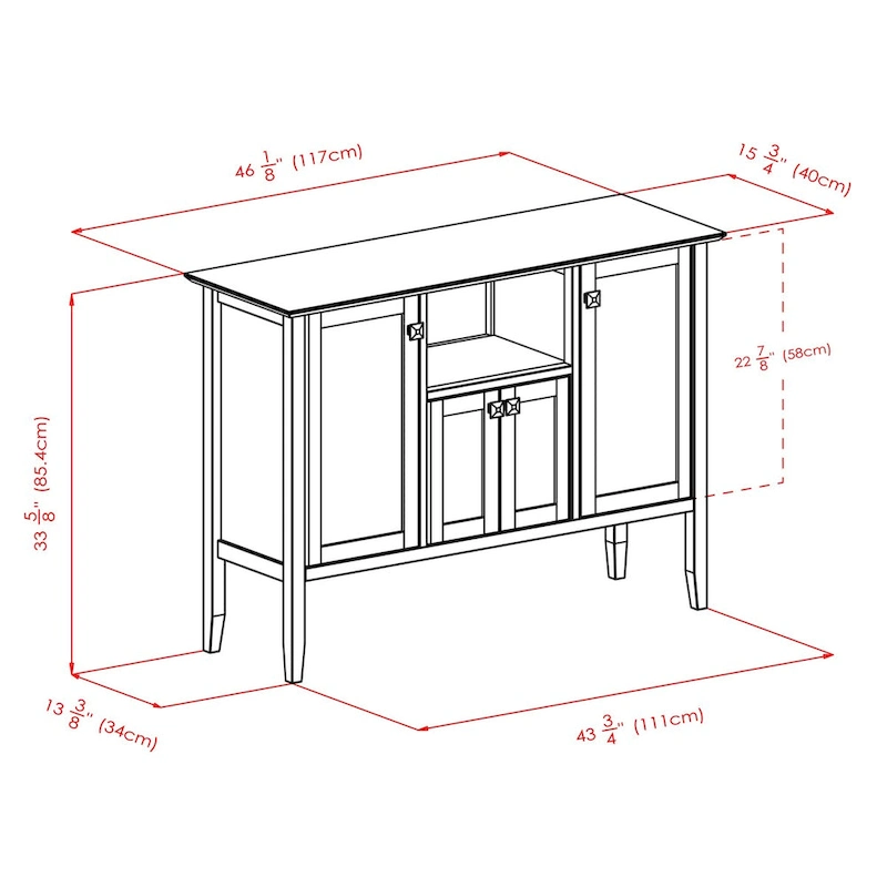 Melba Buffet Cabinet, Coffee - 46W x 15.75D x 33.6H