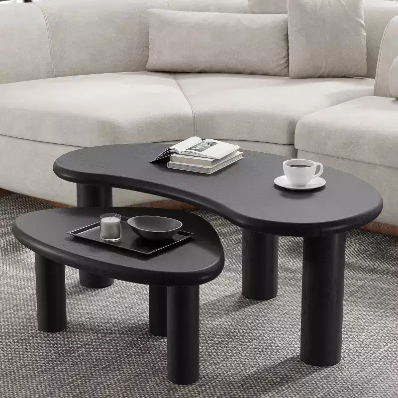 PexFix Cashew Solid Wood Coffee Table Sofa Side Table Set