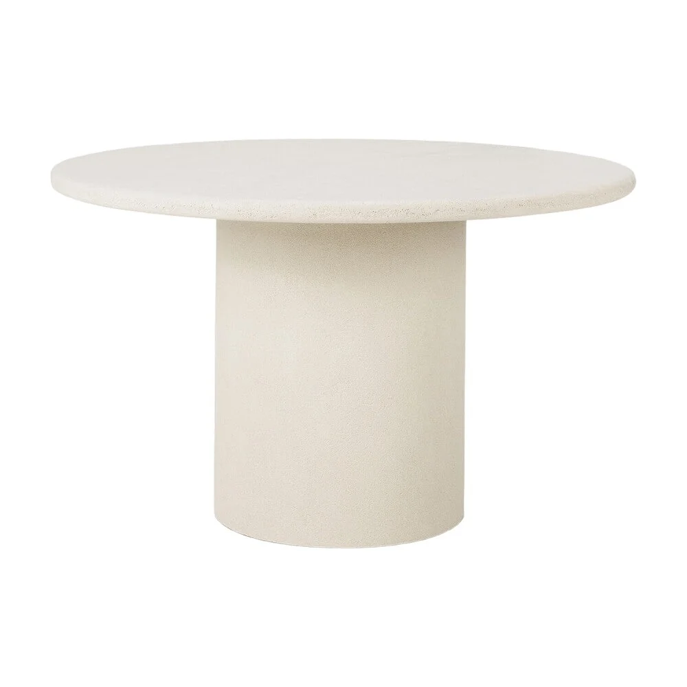 Artisan Microcement Stone Dining Table with Round Earthy Textured Top for Dining Room