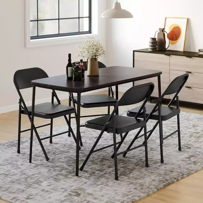 All-Steel Folding Chairs with Backrest, Heavy Duty Metal Foldable Dining Chair Hold Up to 350 LBS, for Office, Indoor & Outdoor Events