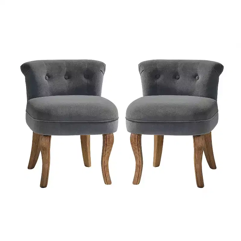 Serena Vanity Stool Set of 2 With Tufted Backrest | HULALA??HOME