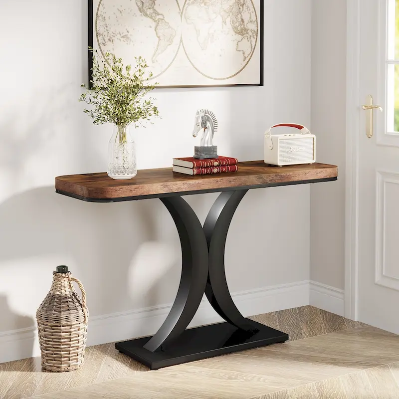 40 Inches Narrow Industrial Console Sofa Table for Entryway
