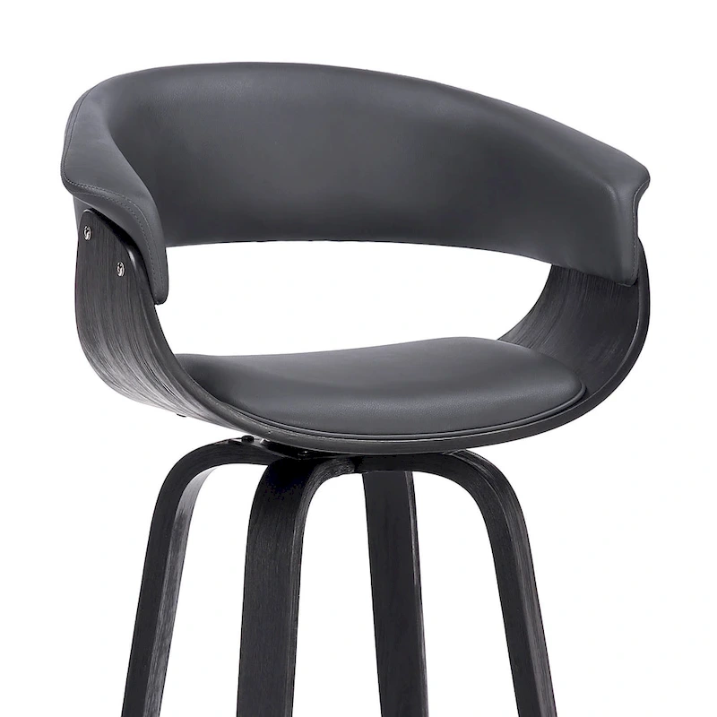 Faux Leather Swivel Counter Bar Chair with Wood Frame and Footrest