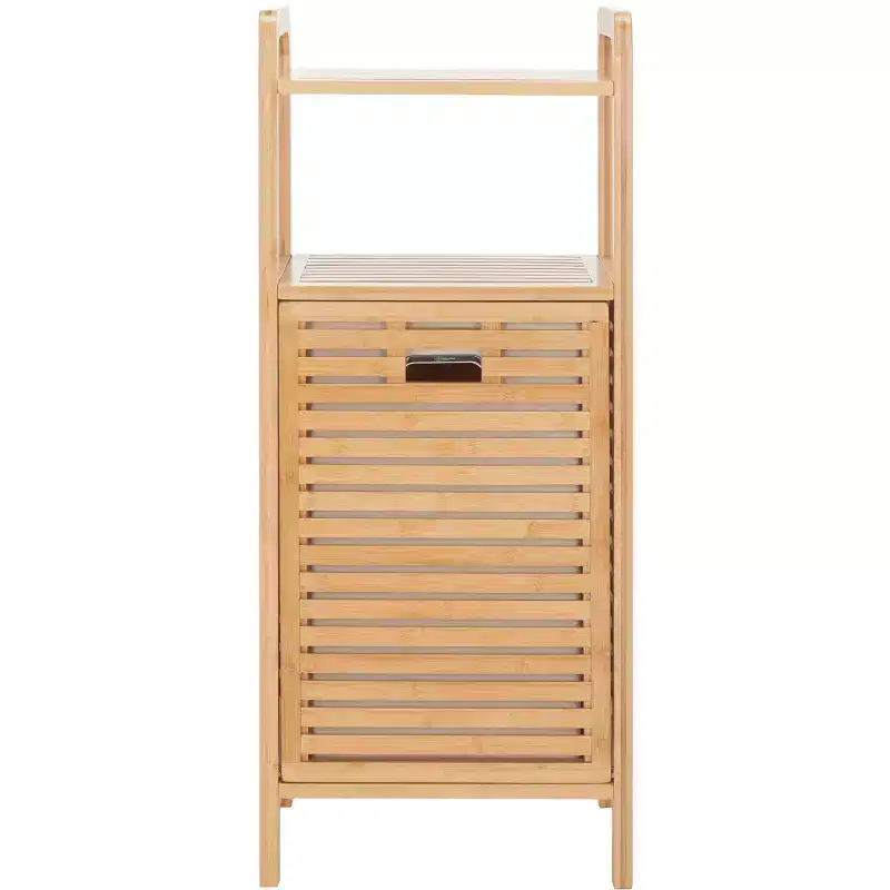 Bamboo Laundry Basket with Shelf - Natural/Beige