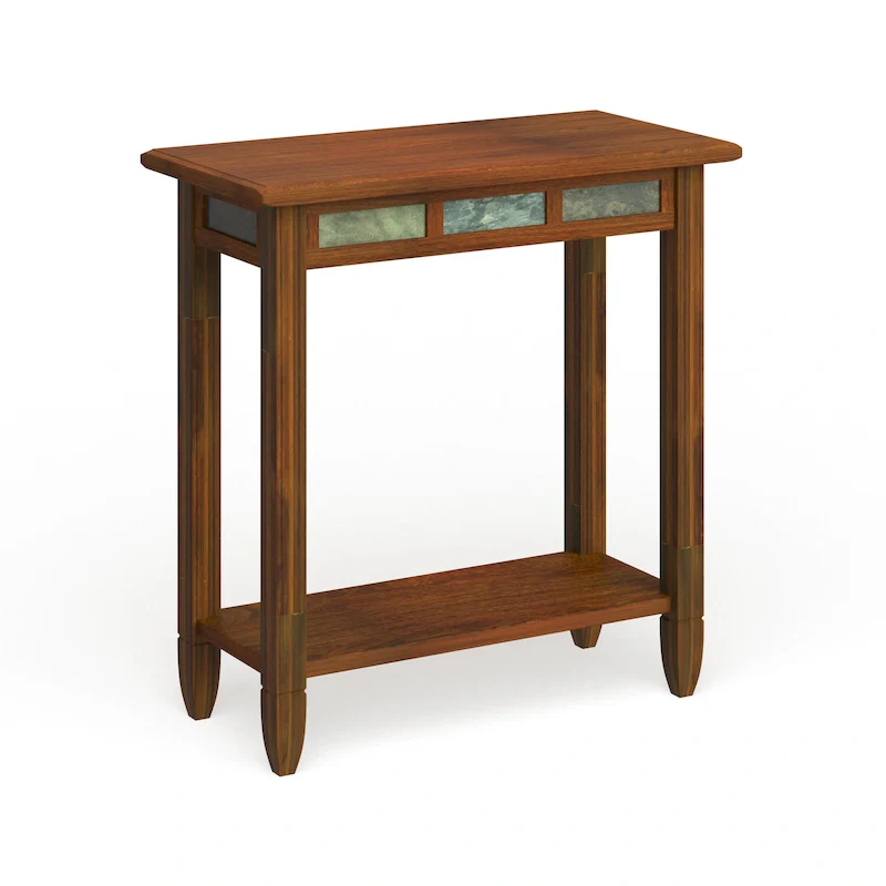 Rustic Slate Side Table with USB-C Port