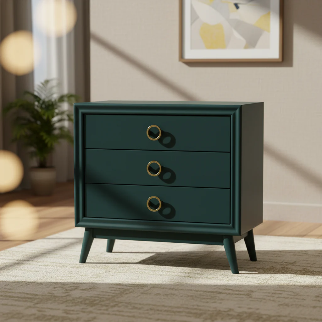 Green Solid Wood 3 Drawer Accent Chest