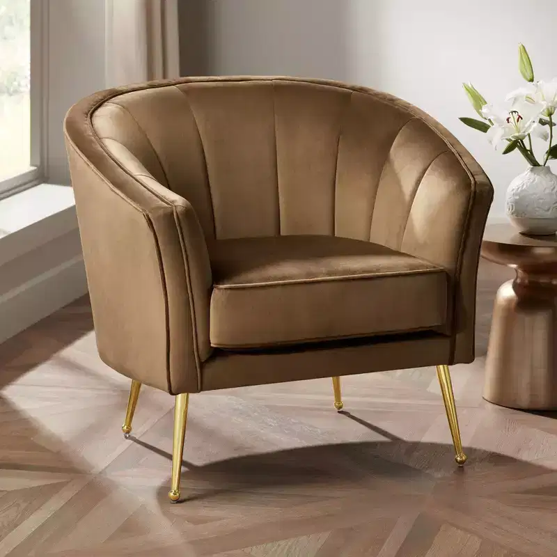 55 Downing Street 55 Downing Leighton 35 3/4 Wide Brown Velvet Tufted Arm Chair