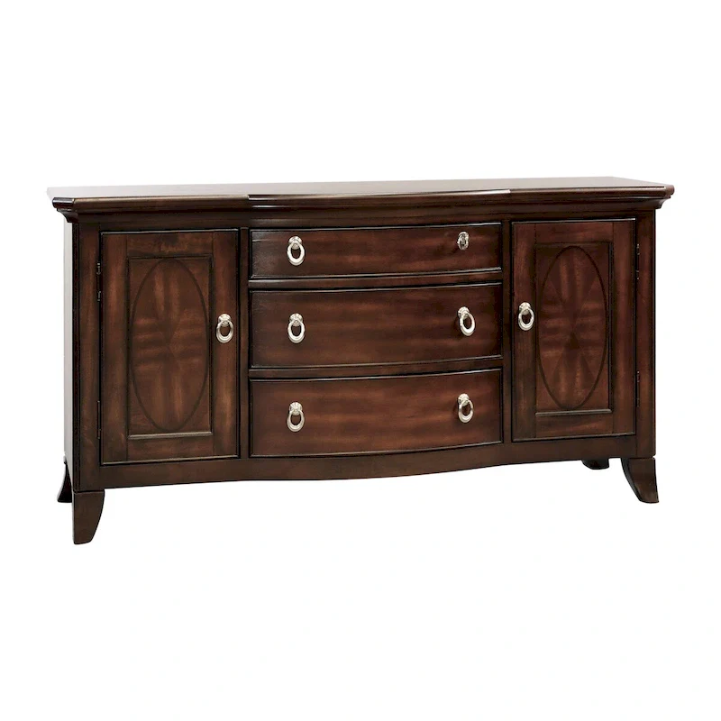 Koot 56 Inch 3 Drawer Buffet Console, Storage Cabinets, Adjustable Shelves